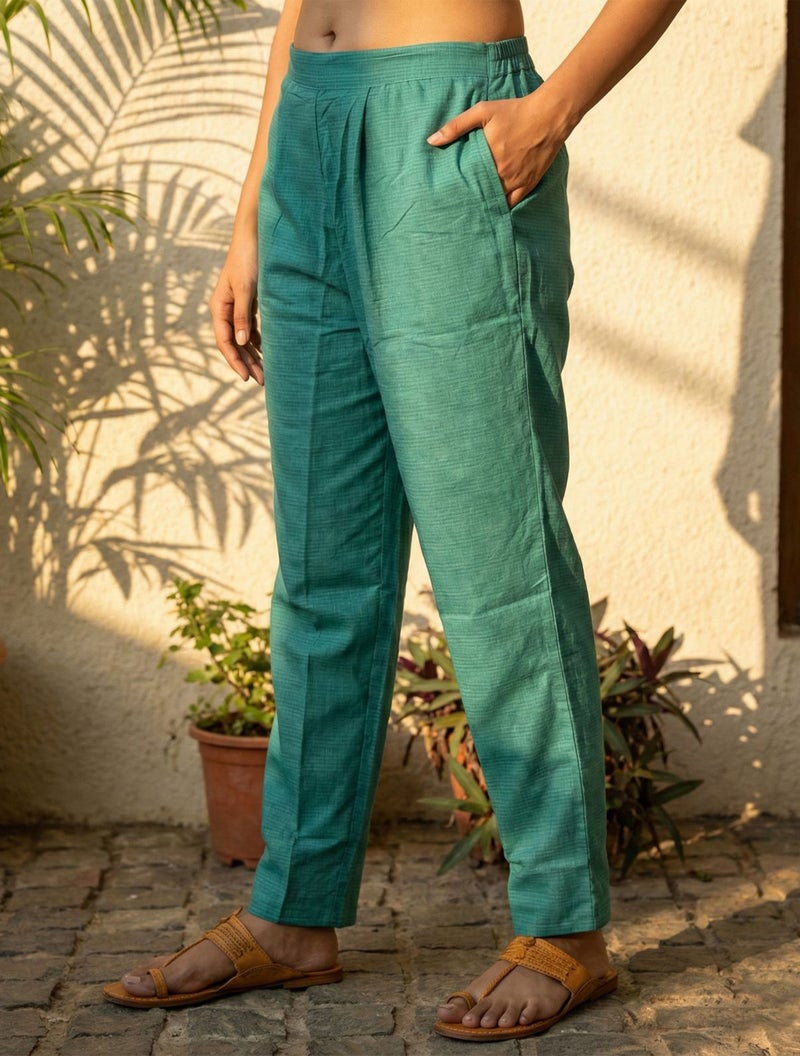 trueBrowns Teal Floral Print Straight Kurta Pant Dupatta Set - Image 4